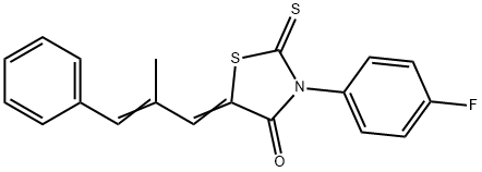 3-(4-fluorophenyl)-5-(2-methyl-3-phenyl-2-propenylidene)-2-thioxo-1,3-thiazolidin-4-one Struktur