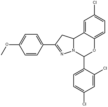 4-[9-chloro-5-(2,4-dichlorophenyl)-1,10b-dihydropyrazolo[1,5-c][1,3]benzoxazin-2-yl]phenyl methyl ether Structure