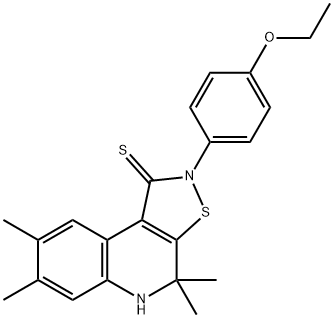 2-(4-ethoxyphenyl)-4,4,7,8-tetramethyl-4,5-dihydroisothiazolo[5,4-c]quinoline-1(2H)-thione 化学構造式
