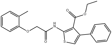 ethyl 2-{[(2-methylphenoxy)acetyl]amino}-4-phenyl-3-thiophenecarboxylate,303092-58-2,结构式