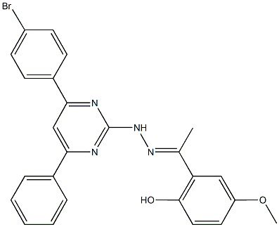 1-(2-hydroxy-5-methoxyphenyl)ethanone [4-(4-bromophenyl)-6-phenyl-2-pyrimidinyl]hydrazone,303097-82-7,结构式