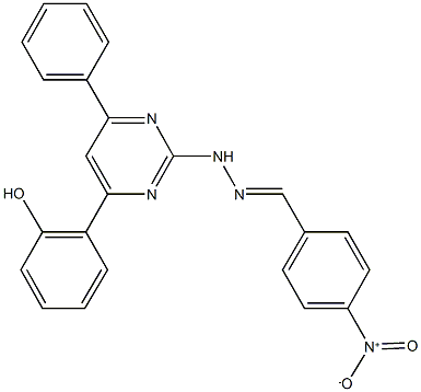 4-nitrobenzaldehyde [4-(2-hydroxyphenyl)-6-phenyl-2-pyrimidinyl]hydrazone Structure