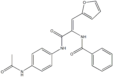 N-[1-{[4-(acetylamino)anilino]carbonyl}-2-(2-furyl)vinyl]benzamide Struktur