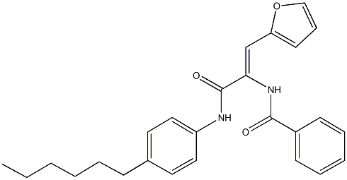 N-{2-(2-furyl)-1-[(4-hexylanilino)carbonyl]vinyl}benzamide,303099-86-7,结构式