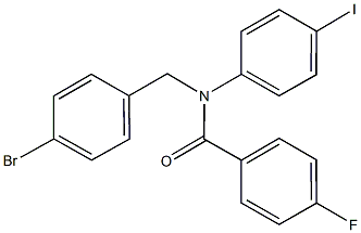N-[(4-bromophenyl)methyl]-4-fluoro-N-(4-iodophenyl)benzamide 化学構造式