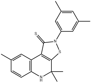 2-(3,5-dimethylphenyl)-4,4,8-trimethyl-4,5-dihydroisothiazolo[5,4-c]quinoline-1(2H)-thione,303115-08-4,结构式
