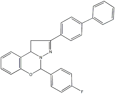 2-[1,1'-biphenyl]-4-yl-5-(4-fluorophenyl)-1,10b-dihydropyrazolo[1,5-c][1,3]benzoxazine 结构式