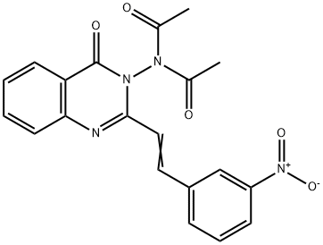 N-acetyl-N-(2-(2-{3-nitrophenyl}vinyl)-4-oxo-3(4H)-quinazolinyl)acetamide 结构式