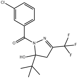 5-tert-butyl-1-(3-chlorobenzoyl)-3-(trifluoromethyl)-4,5-dihydro-1H-pyrazol-5-ol 结构式