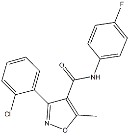 3-(2-chlorophenyl)-N-(4-fluorophenyl)-5-methyl-4-isoxazolecarboxamide,303136-05-2,结构式