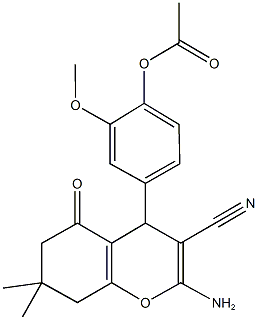 4-(2-amino-3-cyano-7,7-dimethyl-5-oxo-5,6,7,8-tetrahydro-4H-chromen-4-yl)-2-methoxyphenyl acetate,303136-26-7,结构式