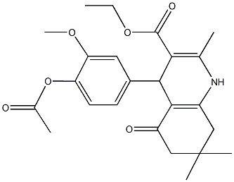 ethyl 4-[4-(acetyloxy)-3-methoxyphenyl]-2,7,7-trimethyl-5-oxo-1,4,5,6,7,8-hexahydro-3-quinolinecarboxylate 结构式