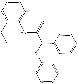 N-(2-ethyl-6-methylphenyl)-2-phenyl-2-(phenylsulfanyl)acetamide 化学構造式