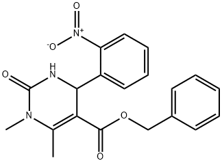 benzyl 4-{2-nitrophenyl}-1,6-dimethyl-2-oxo-1,2,3,4-tetrahydro-5-pyrimidinecarboxylate Struktur