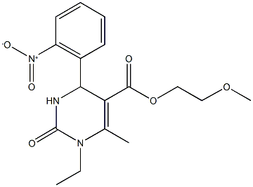 2-methoxyethyl 1-ethyl-4-{2-nitrophenyl}-6-methyl-2-oxo-1,2,3,4-tetrahydro-5-pyrimidinecarboxylate Struktur