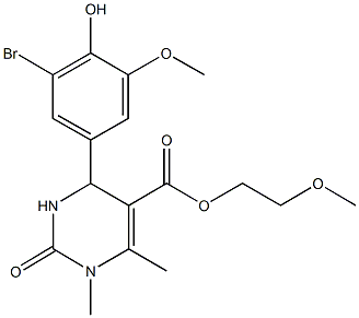 2-methoxyethyl 4-(3-bromo-4-hydroxy-5-methoxyphenyl)-1,6-dimethyl-2-oxo-1,2,3,4-tetrahydro-5-pyrimidinecarboxylate Structure