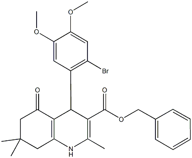 benzyl 4-(2-bromo-4,5-dimethoxyphenyl)-2,7,7-trimethyl-5-oxo-1,4,5,6,7,8-hexahydro-3-quinolinecarboxylate 化学構造式