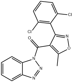 1-{[3-(2,6-dichlorophenyl)-5-methyl-4-isoxazolyl]carbonyl}-1H-1,2,3-benzotriazole Struktur