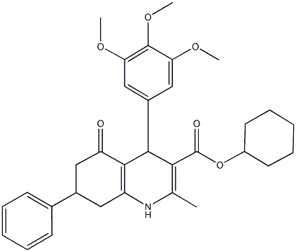 cyclohexyl 2-methyl-5-oxo-7-phenyl-4-(3,4,5-trimethoxyphenyl)-1,4,5,6,7,8-hexahydro-3-quinolinecarboxylate Structure