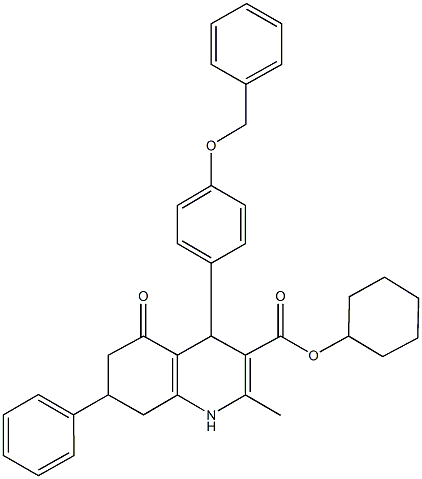 cyclohexyl 4-[4-(benzyloxy)phenyl]-2-methyl-5-oxo-7-phenyl-1,4,5,6,7,8-hexahydro-3-quinolinecarboxylate,303139-60-8,结构式