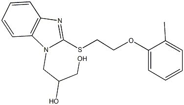 3-(2-{[2-(2-methylphenoxy)ethyl]sulfanyl}-1H-benzimidazol-1-yl)-1,2-propanediol 化学構造式