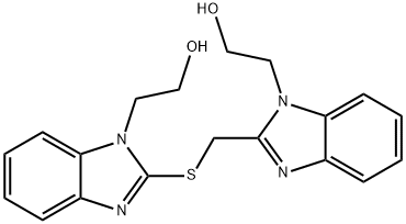2-[2-({[1-(2-hydroxyethyl)-1H-benzimidazol-2-yl]methyl}sulfanyl)-1H-benzimidazol-1-yl]ethanol 化学構造式
