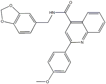 N-(1,3-benzodioxol-5-ylmethyl)-2-(4-methoxyphenyl)-4-quinolinecarboxamide 化学構造式