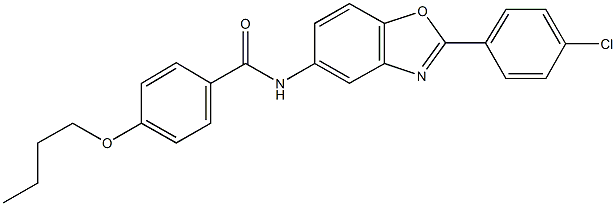 4-butoxy-N-[2-(4-chlorophenyl)-1,3-benzoxazol-5-yl]benzamide 化学構造式
