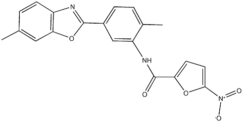 5-nitro-N-[2-methyl-5-(6-methyl-1,3-benzoxazol-2-yl)phenyl]-2-furamide Structure