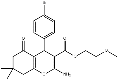 2-methoxyethyl 2-amino-4-(4-bromophenyl)-7,7-dimethyl-5-oxo-5,6,7,8-tetrahydro-4H-chromene-3-carboxylate Structure