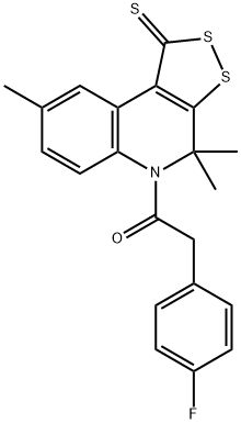 5-[(4-fluorophenyl)acetyl]-4,4,8-trimethyl-4,5-dihydro-1H-[1,2]dithiolo[3,4-c]quinoline-1-thione Struktur