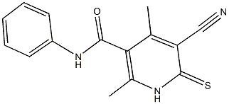 5-cyano-2,4-dimethyl-N-phenyl-6-thioxo-1,6-dihydro-3-pyridinecarboxamide 结构式