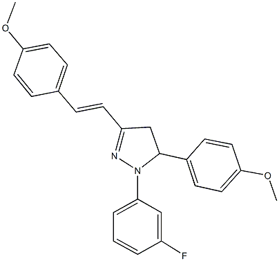 1-(3-fluorophenyl)-5-(4-methoxyphenyl)-3-[2-(4-methoxyphenyl)vinyl]-4,5-dihydro-1H-pyrazole Struktur
