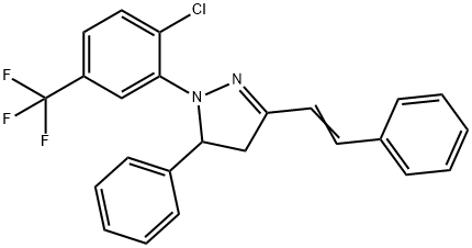 1-[2-chloro-5-(trifluoromethyl)phenyl]-5-phenyl-3-(2-phenylvinyl)-4,5-dihydro-1H-pyrazole Struktur