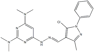 5-chloro-3-methyl-1-phenyl-1H-pyrazole-4-carbaldehyde [2,6-bis(dimethylamino)-4-pyrimidinyl]hydrazone 结构式