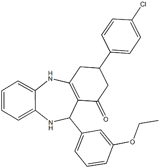 3-(4-chlorophenyl)-11-(3-ethoxyphenyl)-2,3,4,5,10,11-hexahydro-1H-dibenzo[b,e][1,4]diazepin-1-one 结构式