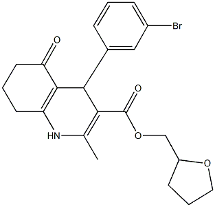 tetrahydro-2-furanylmethyl 4-(3-bromophenyl)-2-methyl-5-oxo-1,4,5,6,7,8-hexahydro-3-quinolinecarboxylate,303203-91-0,结构式