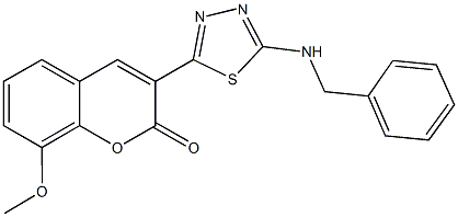 3-[5-(benzylamino)-1,3,4-thiadiazol-2-yl]-8-methoxy-2H-chromen-2-one Struktur