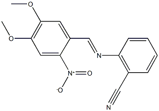 2-({2-nitro-4,5-dimethoxybenzylidene}amino)benzonitrile 化学構造式