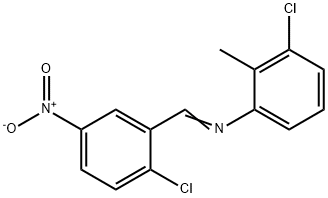 3-chloro-N-(2-chloro-5-nitrobenzylidene)-2-methylaniline Structure
