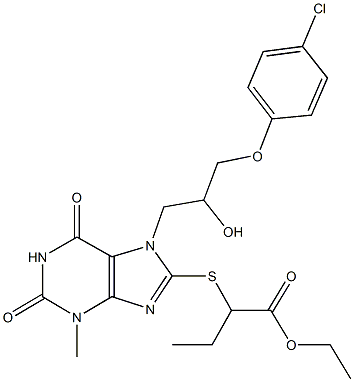 ethyl 2-({7-[3-(4-chlorophenoxy)-2-hydroxypropyl]-3-methyl-2,6-dioxo-2,3,6,7-tetrahydro-1H-purin-8-yl}sulfanyl)butanoate Structure