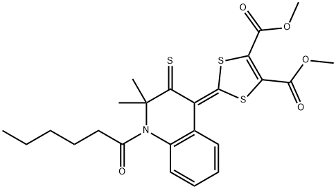 dimethyl 2-(1-hexanoyl-2,2-dimethyl-3-thioxo-2,3-dihydro-4(1H)-quinolinylidene)-1,3-dithiole-4,5-dicarboxylate 结构式