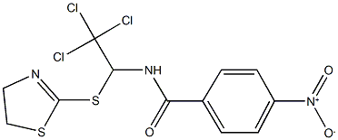 4-nitro-N-[2,2,2-trichloro-1-(4,5-dihydro-1,3-thiazol-2-ylsulfanyl)ethyl]benzamide Structure