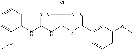 3-methoxy-N-(2,2,2-trichloro-1-{[(2-methoxyanilino)carbothioyl]amino}ethyl)benzamide Structure
