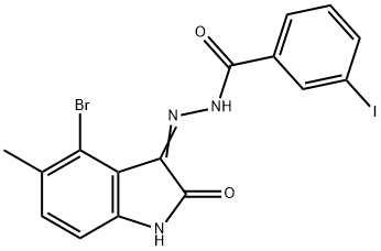 N'-(4-bromo-5-methyl-2-oxo-1,2-dihydro-3H-indol-3-ylidene)-3-iodobenzohydrazide|