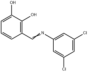 3-{[(3,5-dichlorophenyl)imino]methyl}-1,2-benzenediol 化学構造式