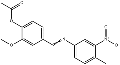 4-[({3-nitro-4-methylphenyl}imino)methyl]-2-methoxyphenyl acetate 结构式