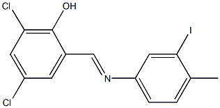 2,4-dichloro-6-{[(3-iodo-4-methylphenyl)imino]methyl}phenol Structure