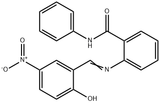 2-({2-hydroxy-5-nitrobenzylidene}amino)-N-phenylbenzamide Struktur