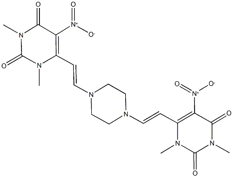 5-nitro-6-{2-[4-(2-{5-nitro-1,3-dimethyl-2,6-dioxo-1,2,3,6-tetrahydro-4-pyrimidinyl}vinyl)-1-piperazinyl]vinyl}-1,3-dimethyl-2,4(1H,3H)-pyrimidinedione Structure